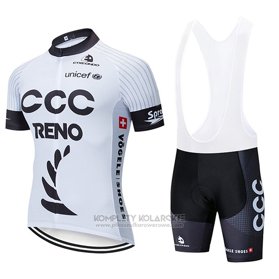 2019 Odziez Rowerowa CCC Bialy Czarny Krotkie Rekawy i Rowerowe Szelkach